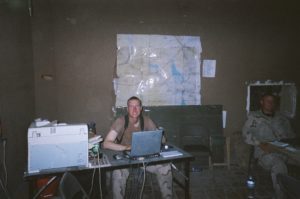 Josh Byers in the TOC (Tactical Operations Center) in Habbiniya